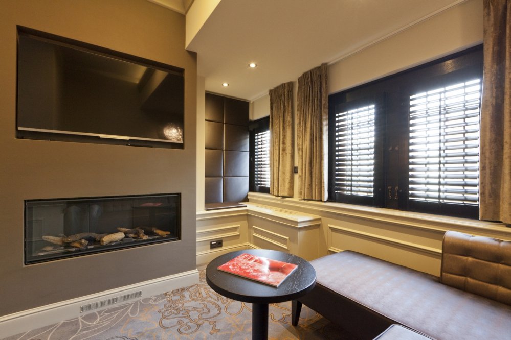 Cozy living area with fireplace